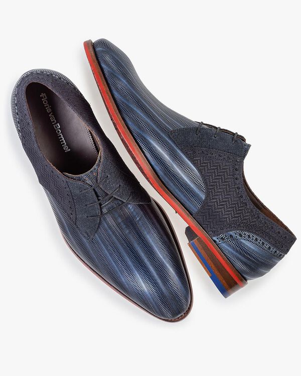 Schn&uuml;rschuh metallic blau