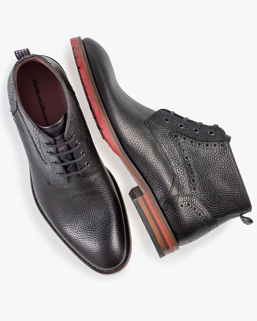 Schn&uuml;rstiefel Strukturleder schwarz