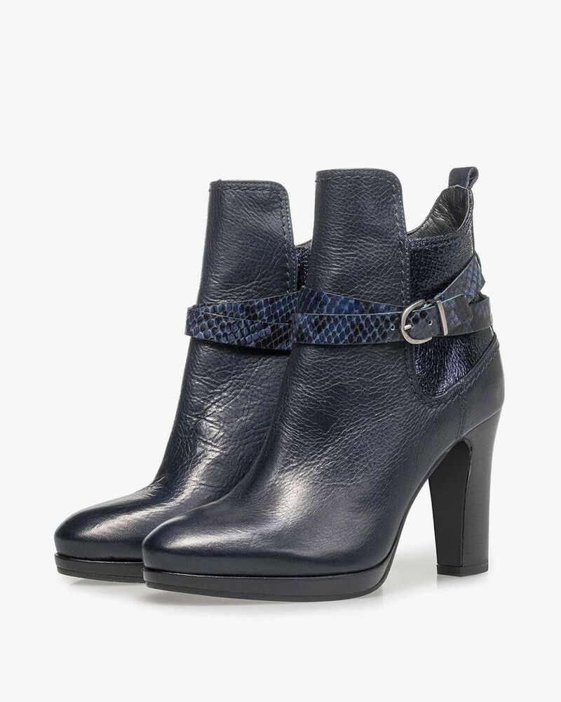 Blaue Kalbsleder-Stiefelette