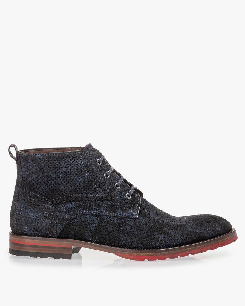 Schn&uuml;rstiefel blau mit Print