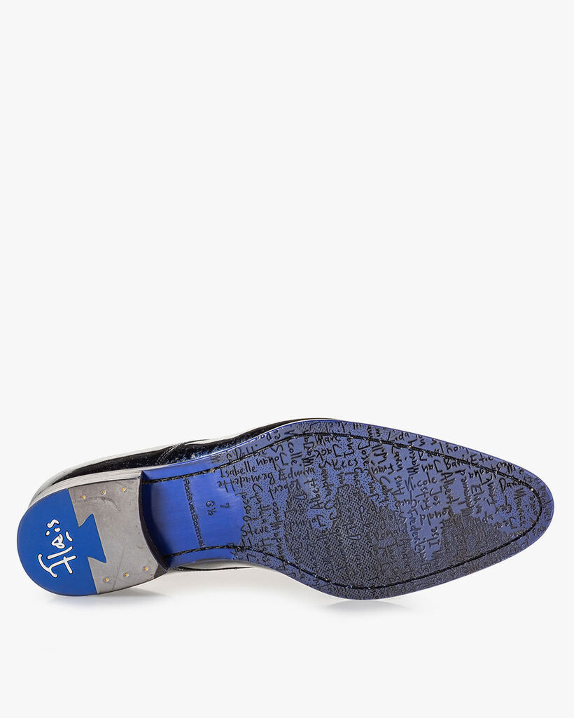 Schn&uuml;rschuh blaues Lackleder