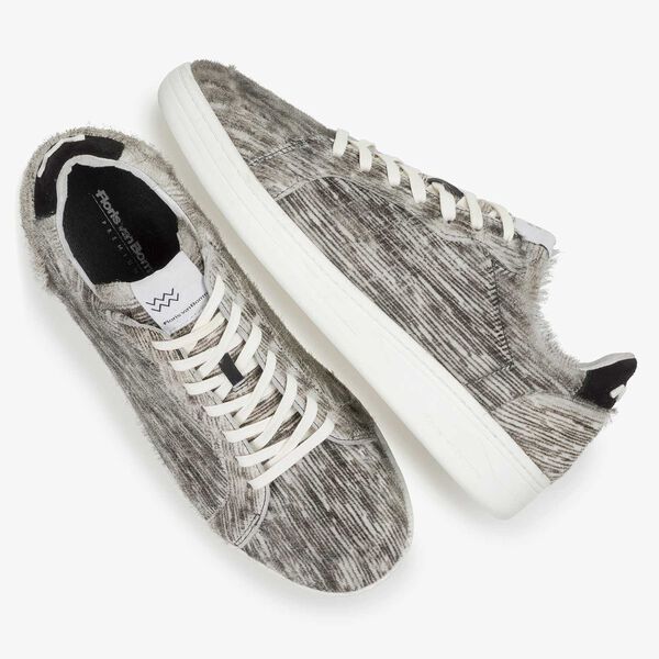 Premium off-white pony hair sneaker with striped pattern