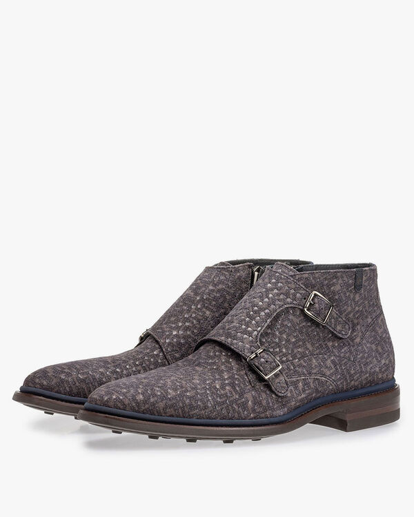 Stiefel mit Schnallenverschluss grau