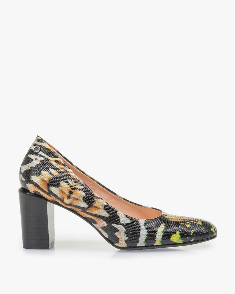 Schwarze Leder-Pumps Print