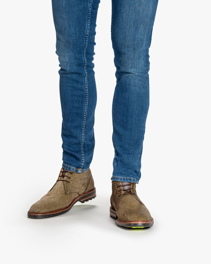 Schn&uuml;rstiefel Pony taupe