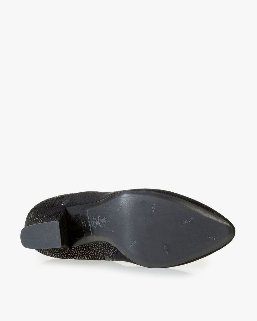Schwarze Stiefelette mit Metallic-print