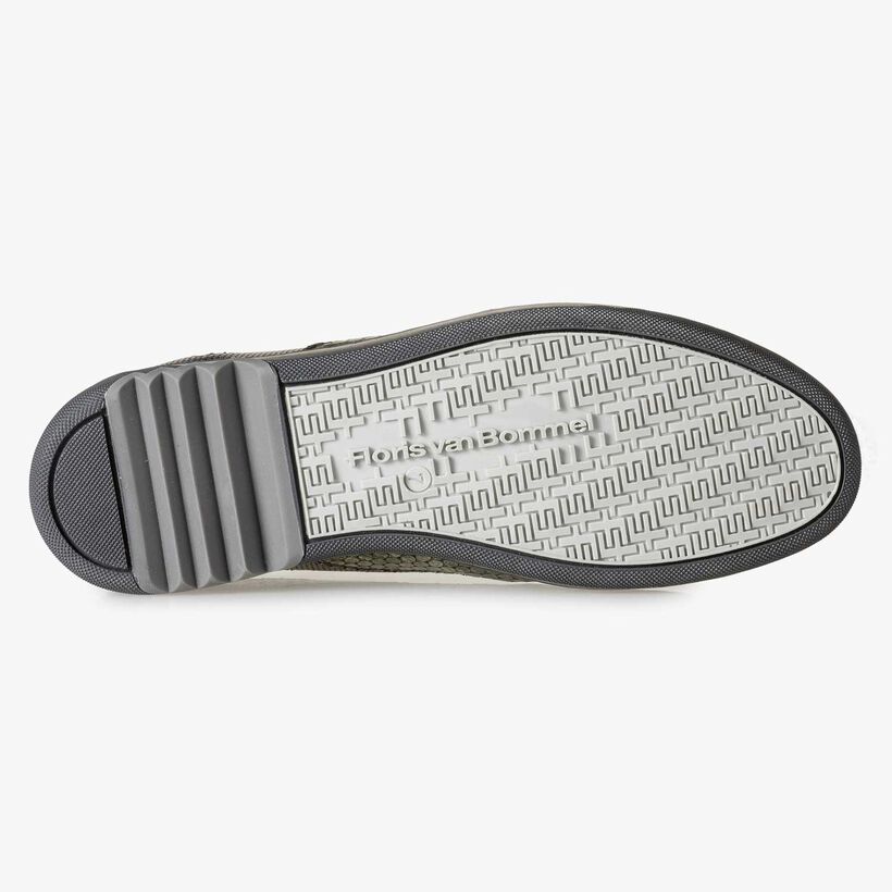 Gr&uuml;ner Leder-Sneaker mit Metallicprint