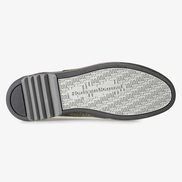 Gr&uuml;ner Leder-Sneaker mit Metallicprint