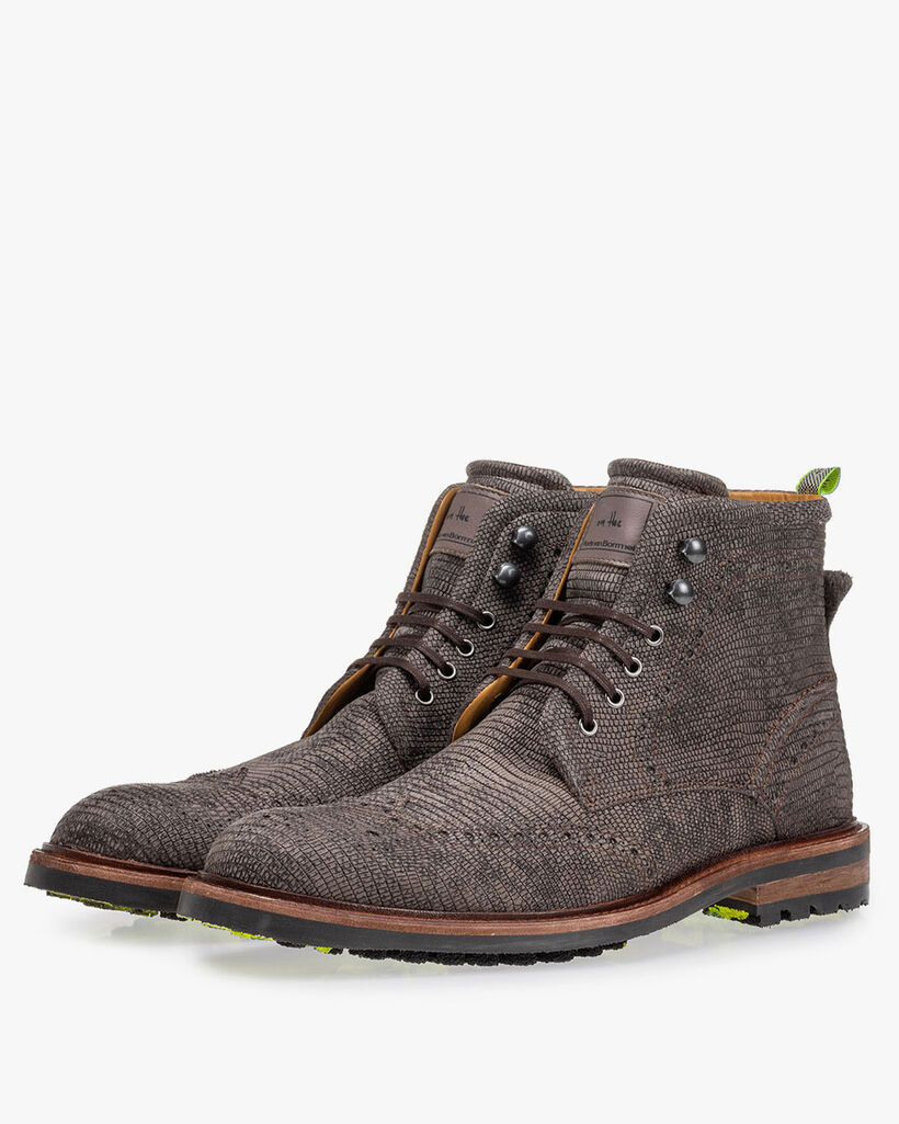 Stiefel Eidechsenprint grau