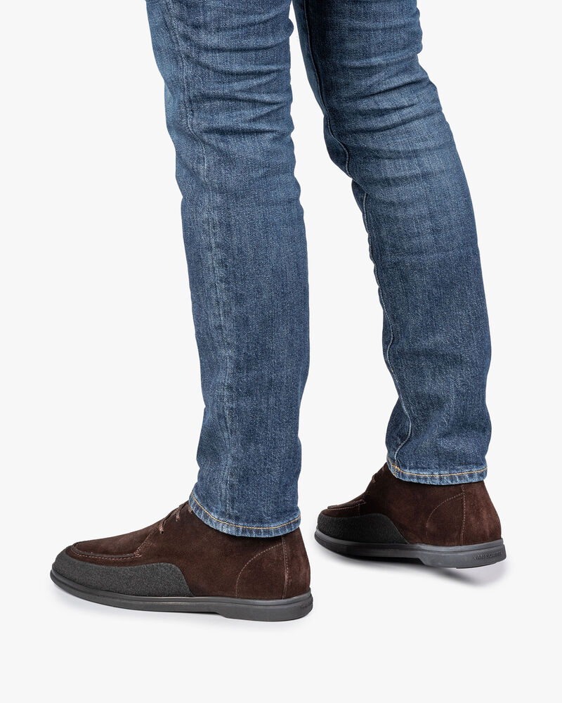 Halbhoher Wildleder Schn&uuml;rstiefel