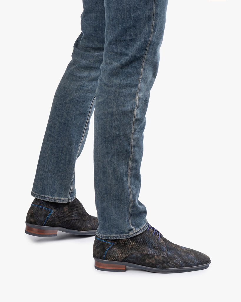 Lace boot with print bronze