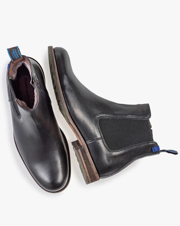 Mit Lammfell gef&uuml;tterter Chelsea Boot schwarz