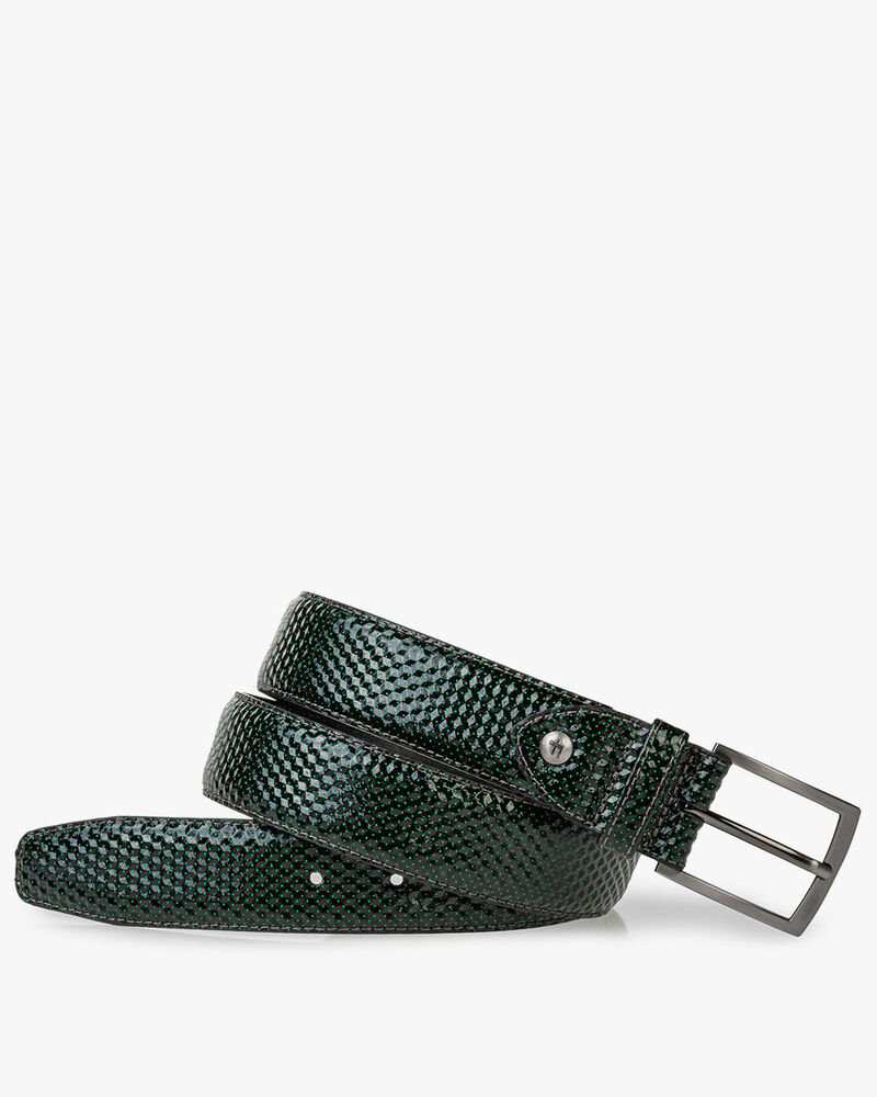 G&uuml;rtel bedrucktes Leder gr&uuml;n