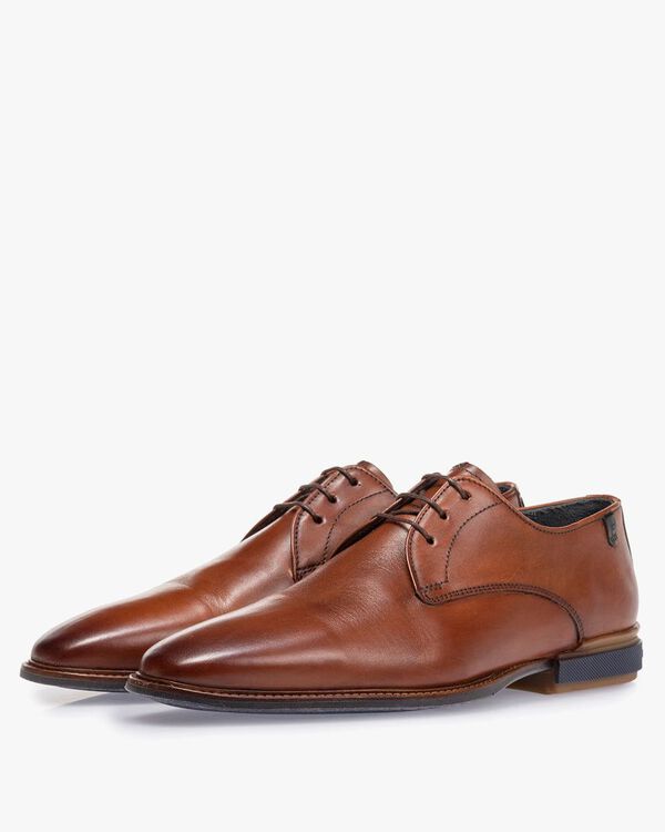 Schn&uuml;rschuh cognac Kalbsleder