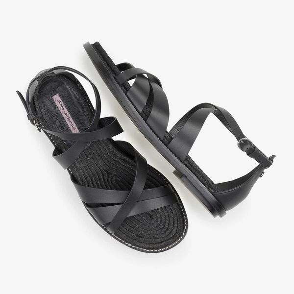 Schwarze Leder-Sandale