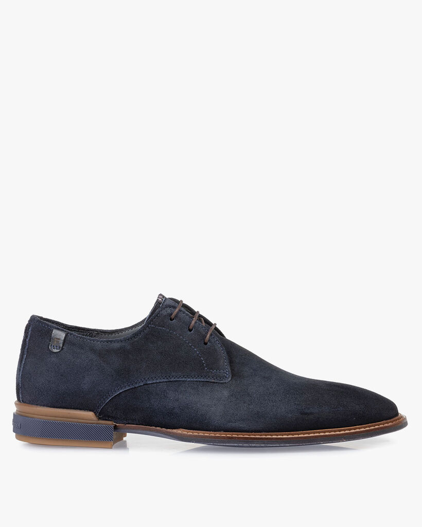 Schn&uuml;rschuh blau Wildleder