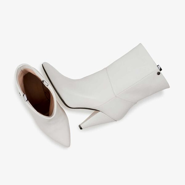 Cremewei&szlig;e Nappaleder-Schaftstiefel