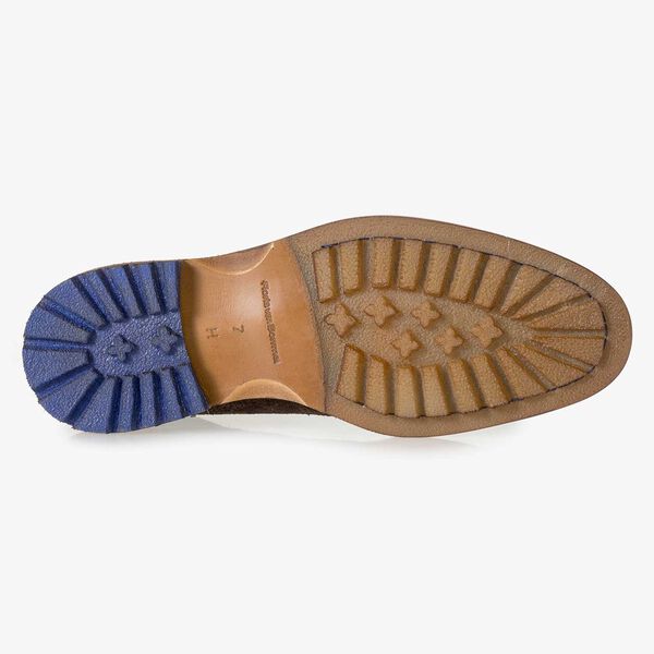 Dunkelbrauner Wildleder-Schn&uuml;rstiefel mit Print