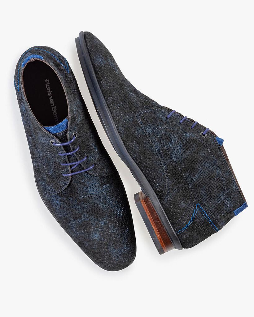 Schn&uuml;rstiefel blau mit Print