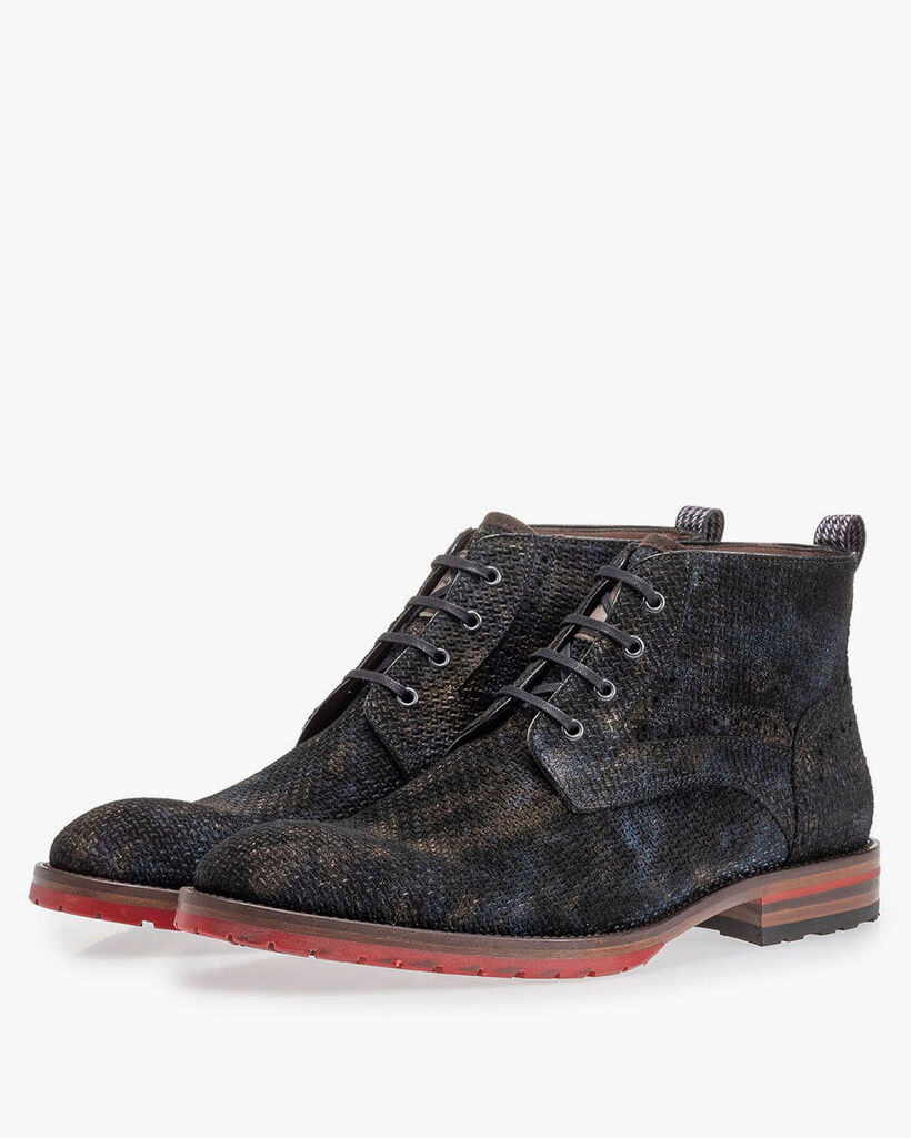 Schn&uuml;rstiefel bronze mit Print