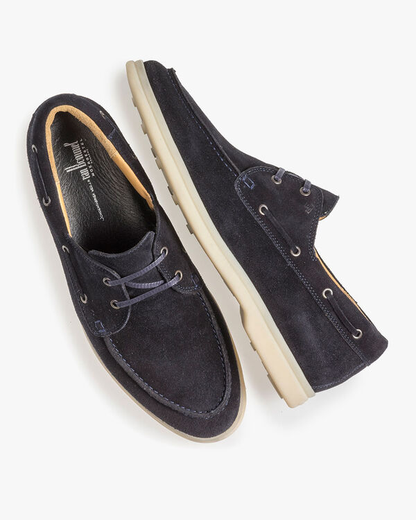 Dunkelblauer Wildleder-Bootsschuh