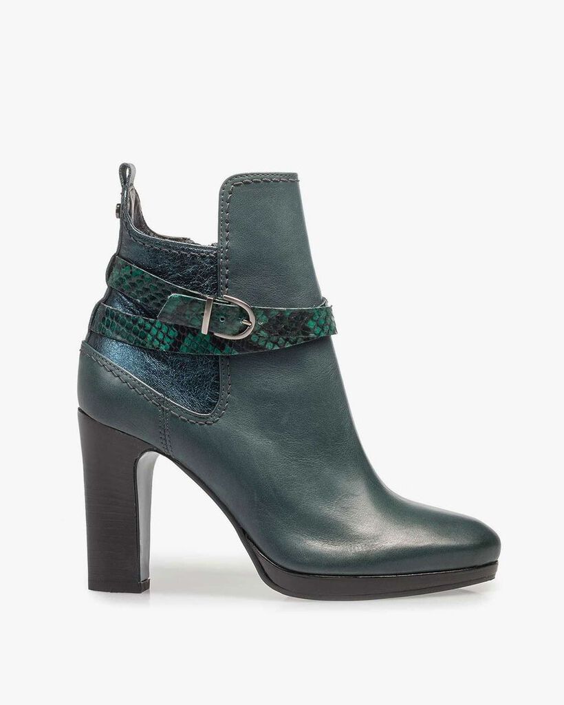Gr&uuml;ne Kalbsleder-Stiefelette