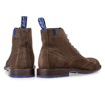 Dunkler taupefarbener/brauner Wildleder-Schn&uuml;rstiefel