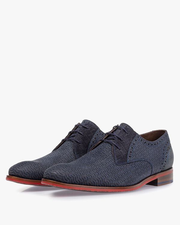 Schn&uuml;rschuh Nubukleder blau