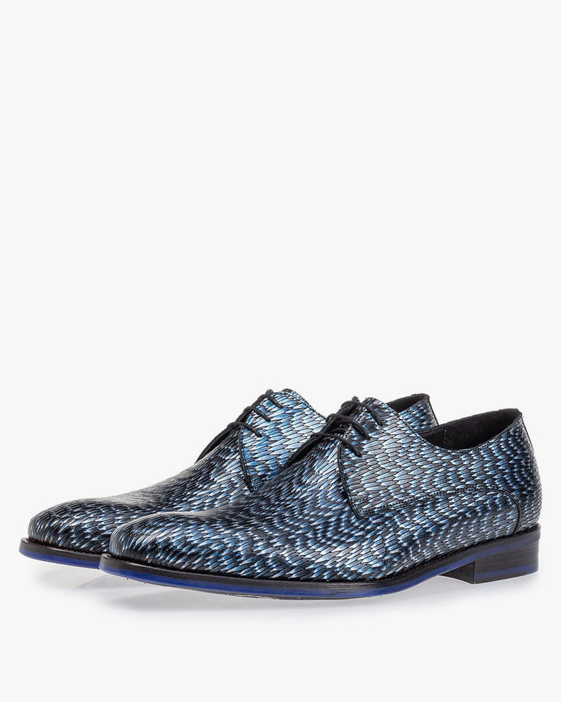 Schn&uuml;rschuh metallic blau