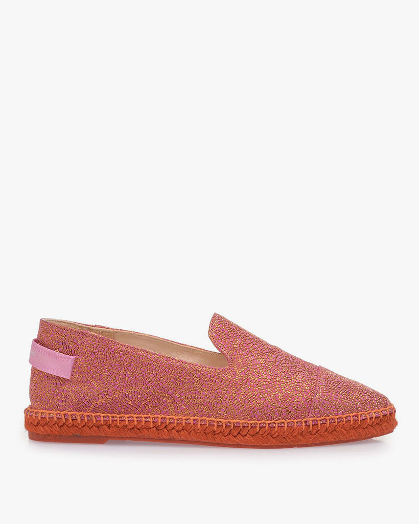 Pinke Leder-Espadrilles mit Metallic-Print