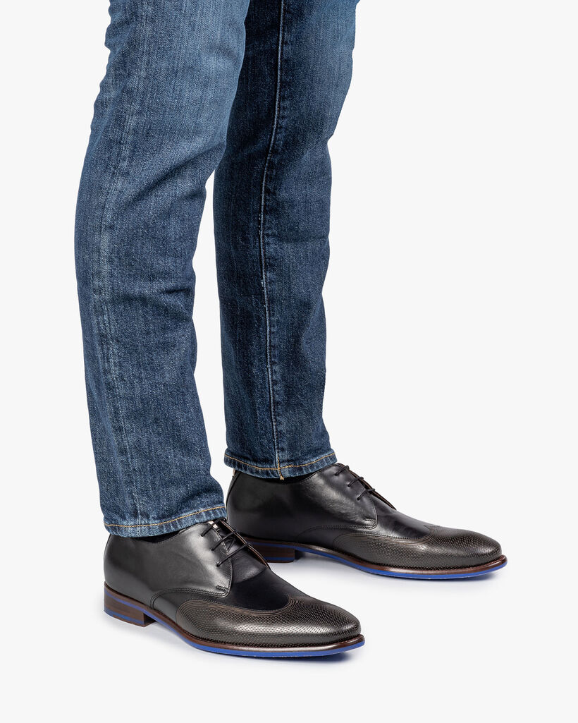 Schn&uuml;rschuh Kalbsleder schwarz