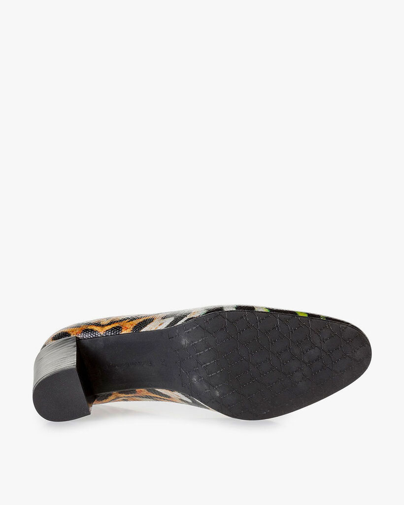 Schwarze Leder-Pumps Print