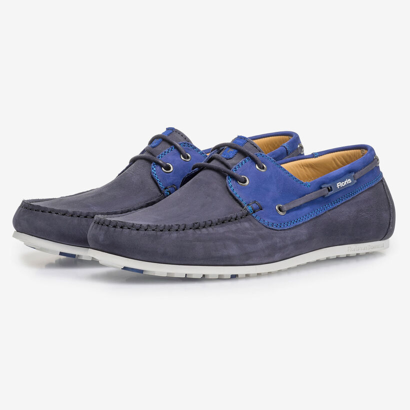 Blauer Nubukleder-Bootsschuh