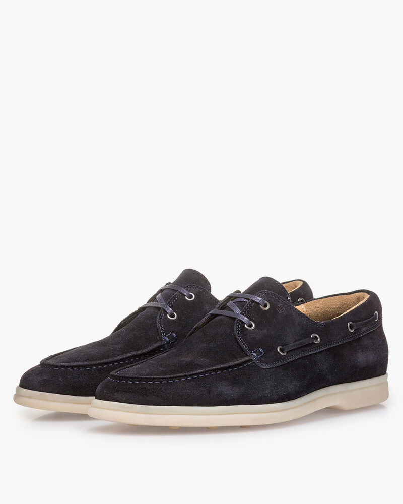 Dunkelblauer Wildleder-Bootsschuh