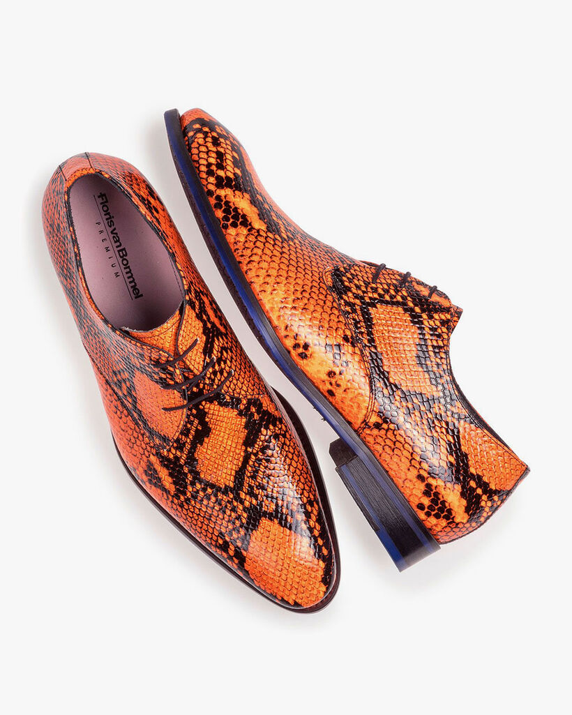 Premium fluorescent orange lace shoe with print