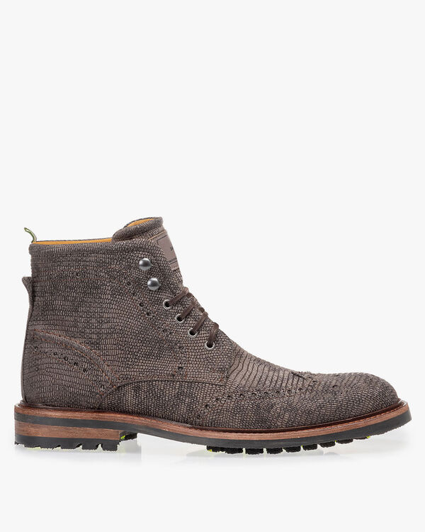 Stiefel Eidechsenprint grau