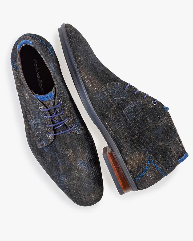 Lace boot with print bronze