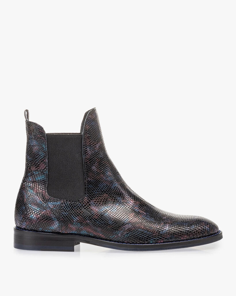 Chelsea Boot Krokoprint blau
