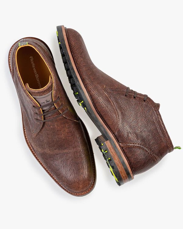 Schn&uuml;rstiefel braun mit Print