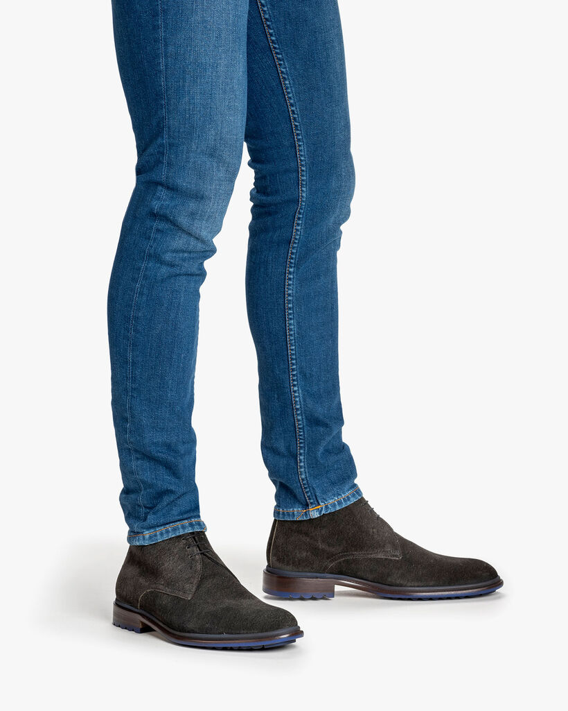 Schn&uuml;rstiefel Wildleder dunkelgr&uuml;n