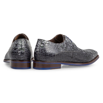 Schn&uuml;rschuh Krokoprint grau