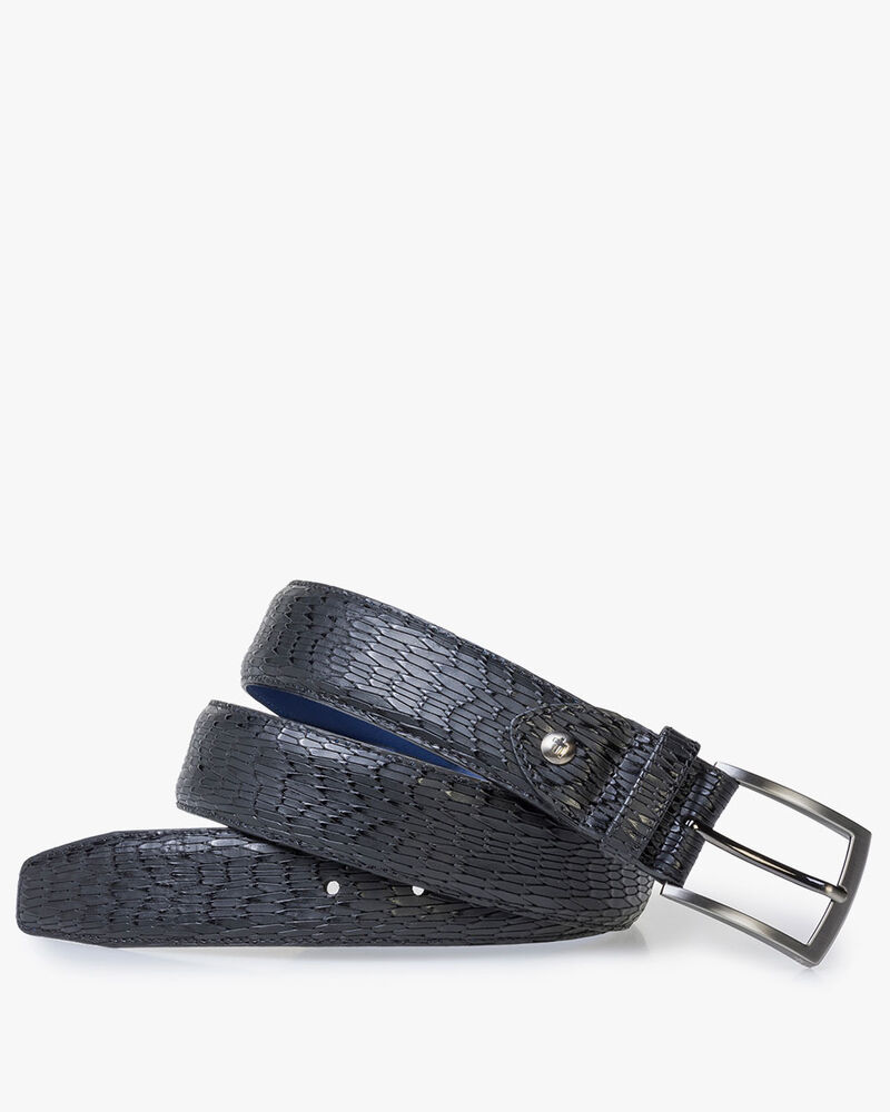 Schwarzer Lacklederg&uuml;rtel mit Print