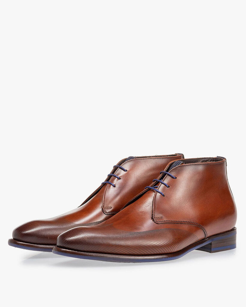 Schn&uuml;rstiefel Kalbsleder cognac