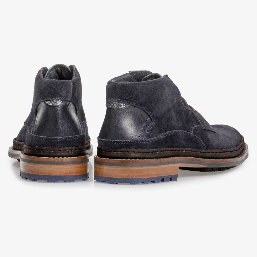 Dunkelblauer Wildleder-Schn&uuml;rstiefel