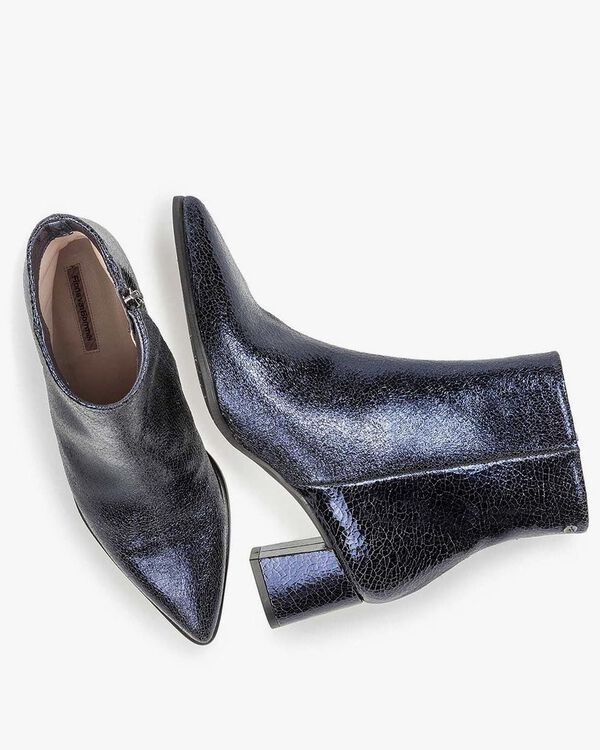 Dunkelblaue Stiefelette Metallic-Print