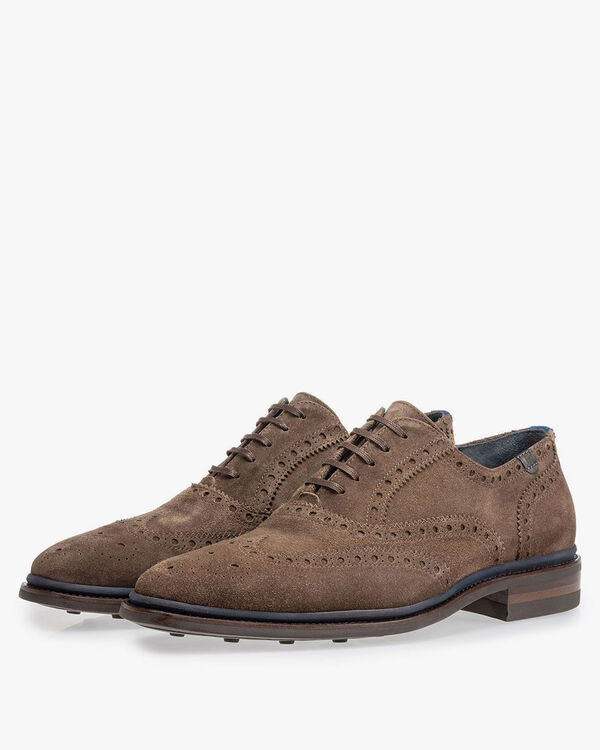 Brogue Wildleder dunkel taupe
