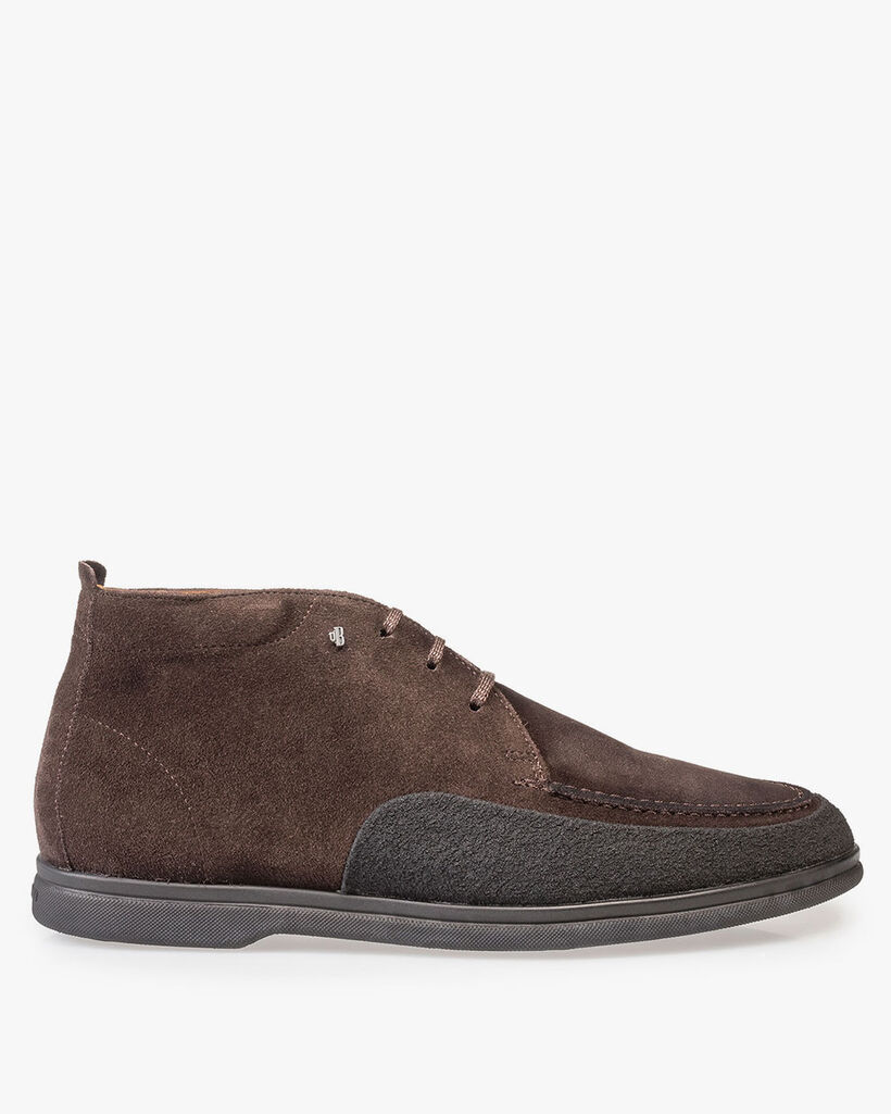 Halbhoher Wildleder Schn&uuml;rstiefel