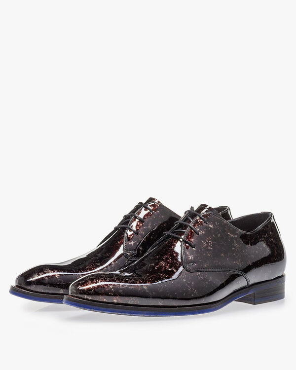 Schn&uuml;rschuh graues Lackleder