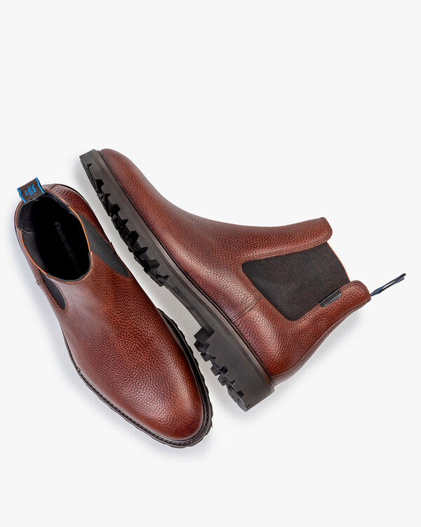 Chelsea Boot Leder-Print cognac