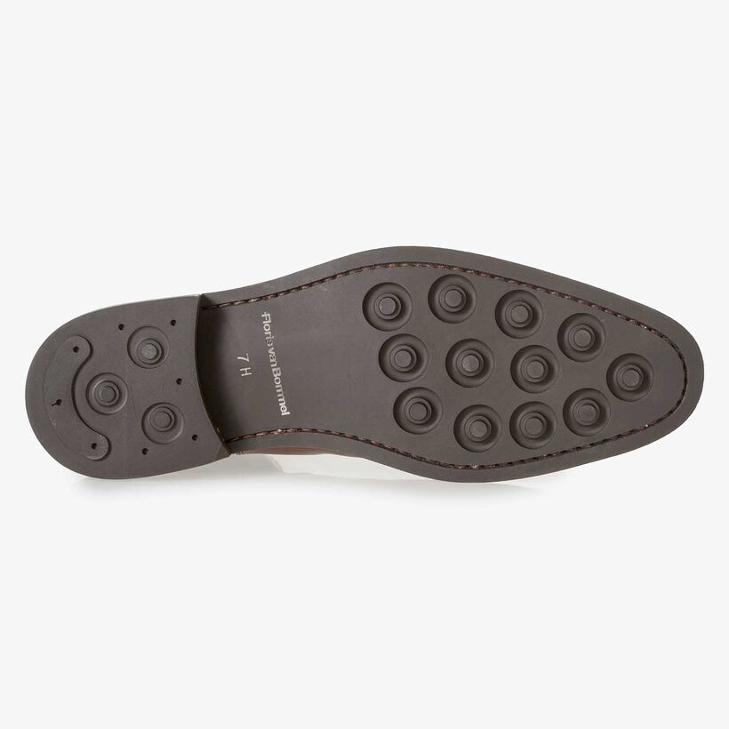 Cognacfarbener Premium Krokoleder-Schn&uuml;rschuh